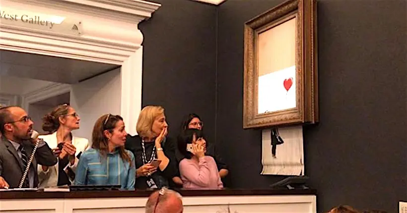 Une œuvre de Banksy s’autodétruit après avoir été vendue aux enchères