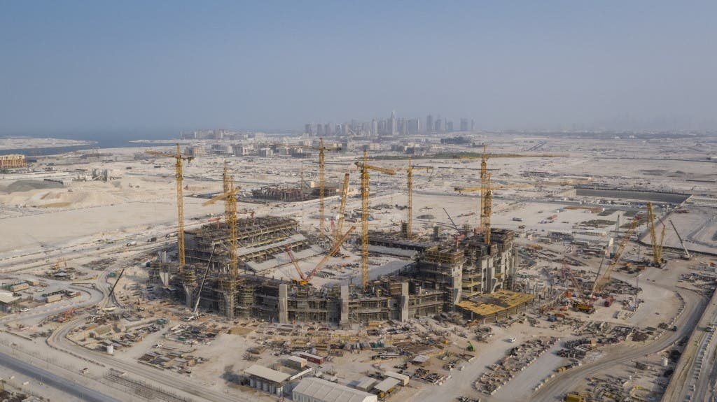 <p>Le chantier du stade qui devrait accueillir le match d&#8217;ouverture et la finale du mondial 2022 (©&#xfe0f; Getty Images)</p>
