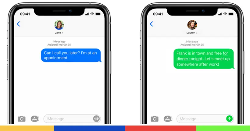 Pourquoi certains messages sur l’iPhone sont verts et d’autres bleus ?