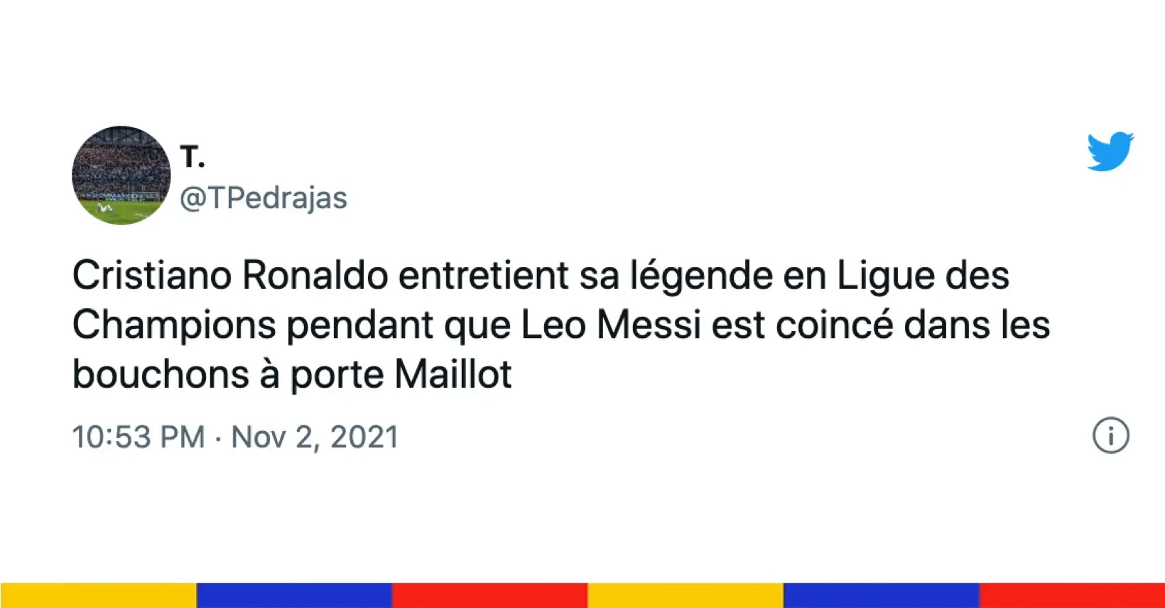 Mais pourquoi tout le monde fait des blagues sur Messi qui serait bloqué sur le périph sur Twitter ?