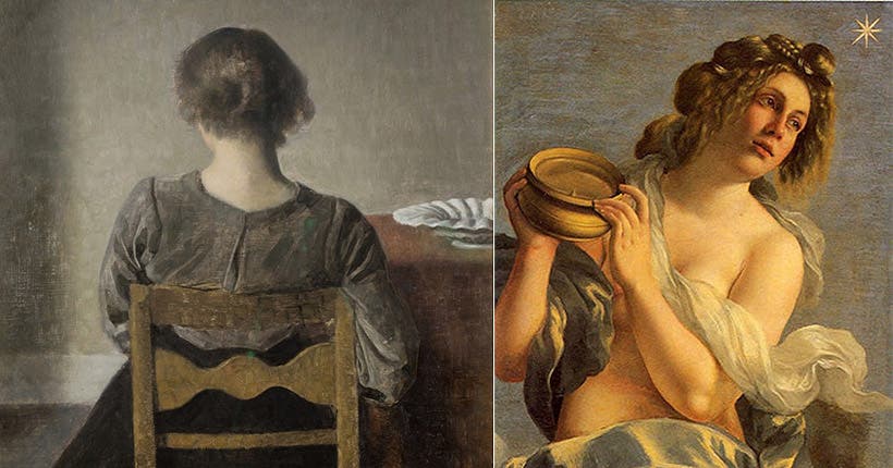 <p>© Vilhelm Hammershoi/RMN-Grand Palais/Musée d’Orsay/Patrice Schmidt ; © Artemisia Gentileschi/Casa Buonarroti</p>
